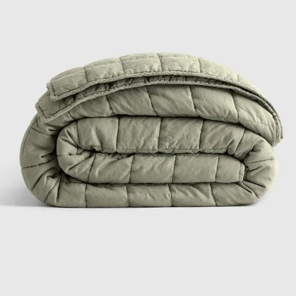 Quince European Linen Box Quilt, King/Cal King, Light Green, NWOT - Picture 2 of 8